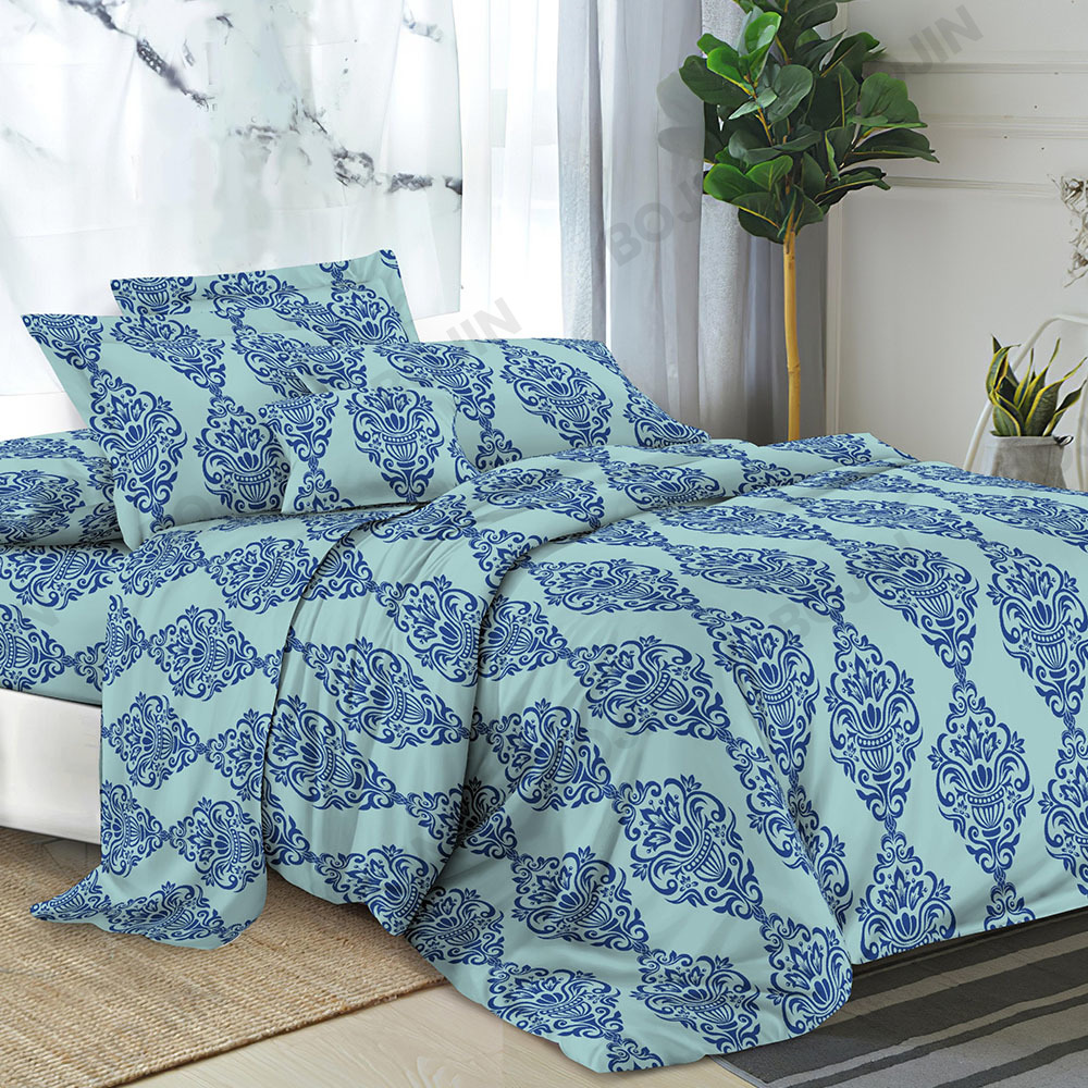 Sengesett med 100 % polyester med mikrofibertrykt dynesett